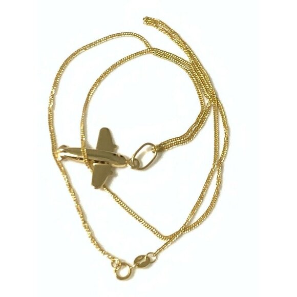 18K Gold 17.5 inches Necklace Airplane Pendant 1.83 grams - Picture 9 of 15